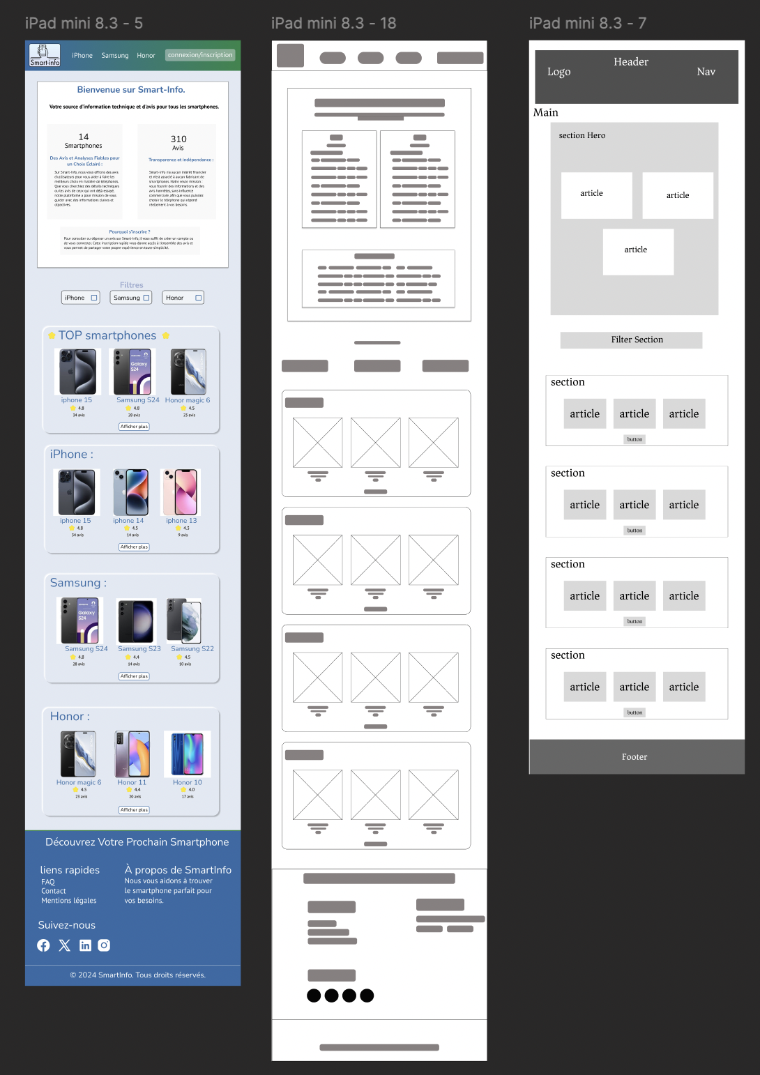 Maquette homepage - Tablette